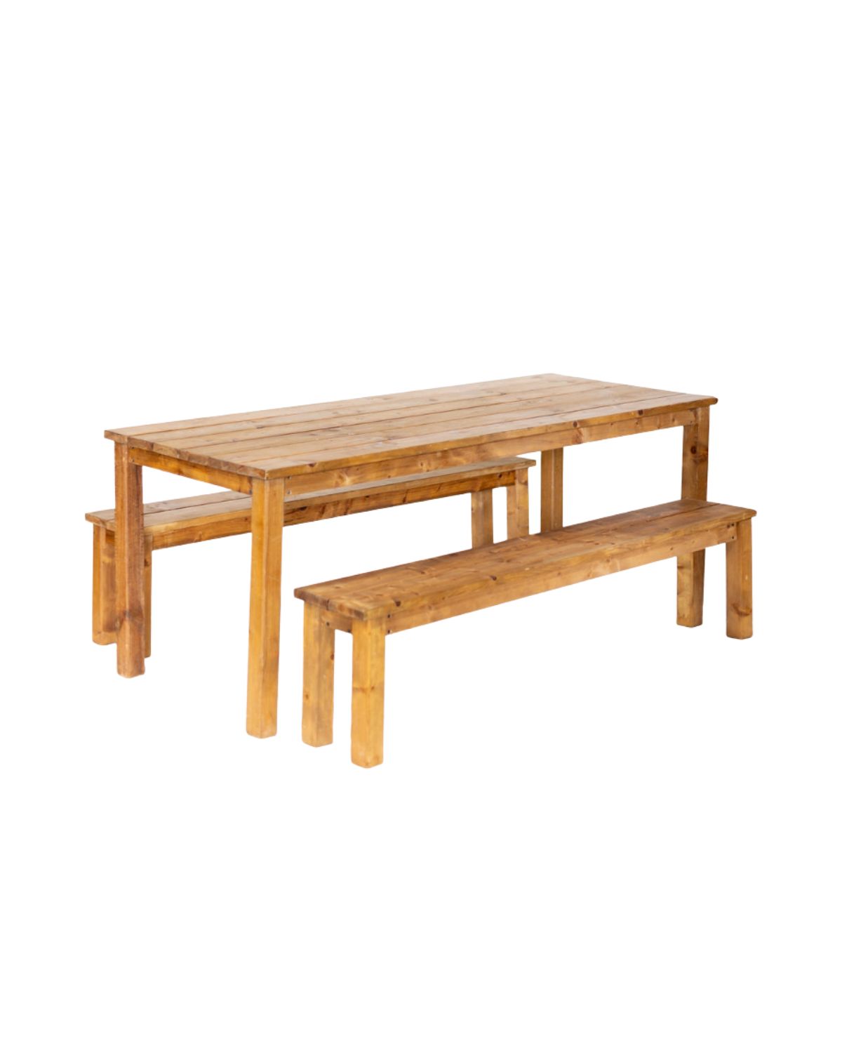 Ensemble champêtre -Table & bancs en bois massif – extérieur – Image 4
