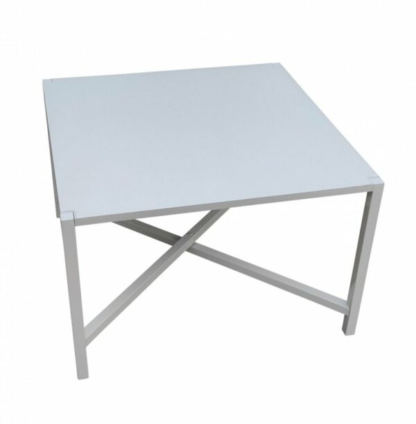 Table basse industrielle blanche avec plateau blanc