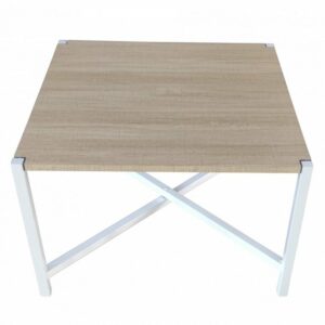 Table basse industrielle blanche et bois