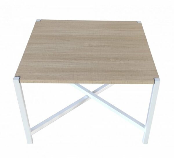 Table basse industrielle blanche et bois