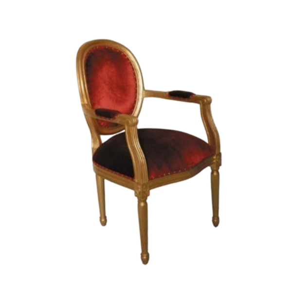 Chaise médaillon rouge et or