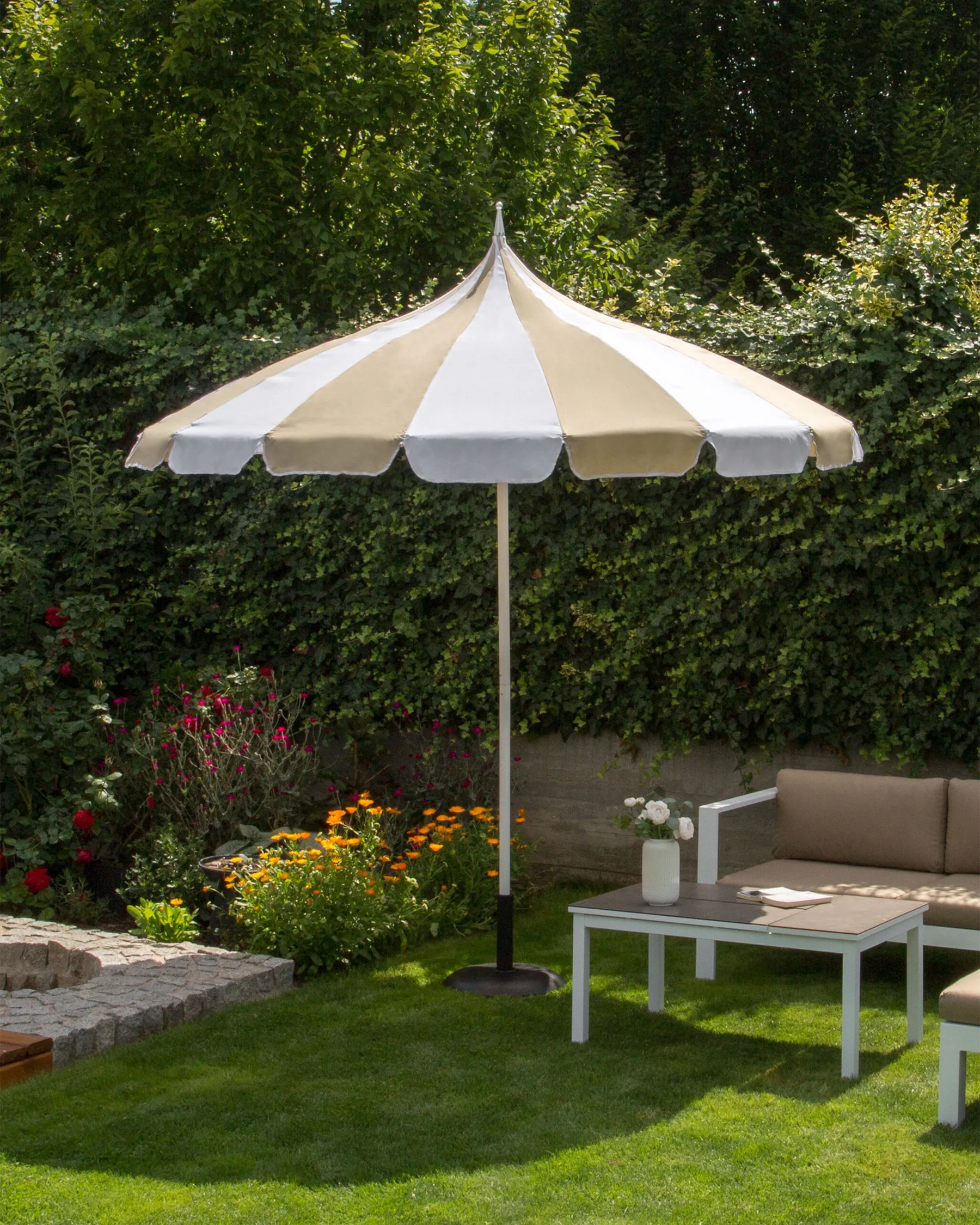 Parasol blanc et beige – Image 3