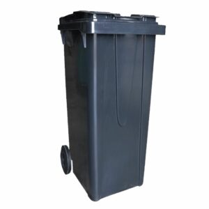 Poubelle 120 L noire à roulettes