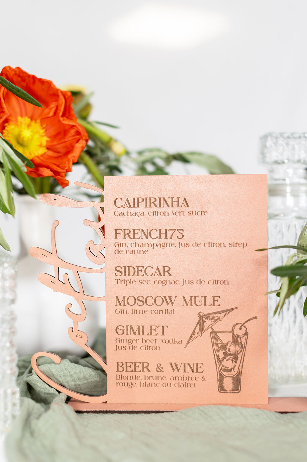 Panneau cocktail signature Sienna