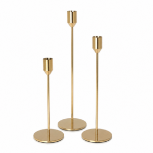 Lot de 3 Bougeoirs tige doré